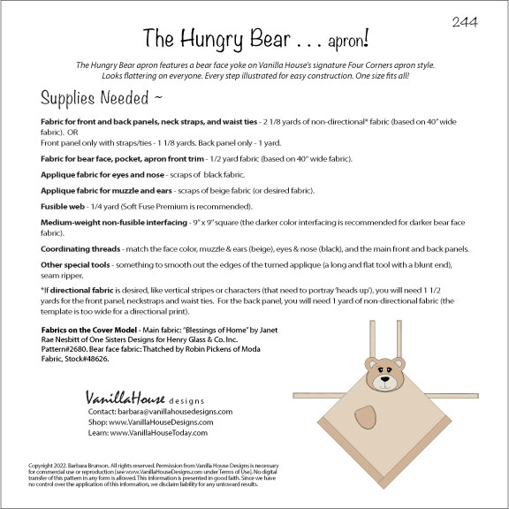 Hungry Bear Apron back cover